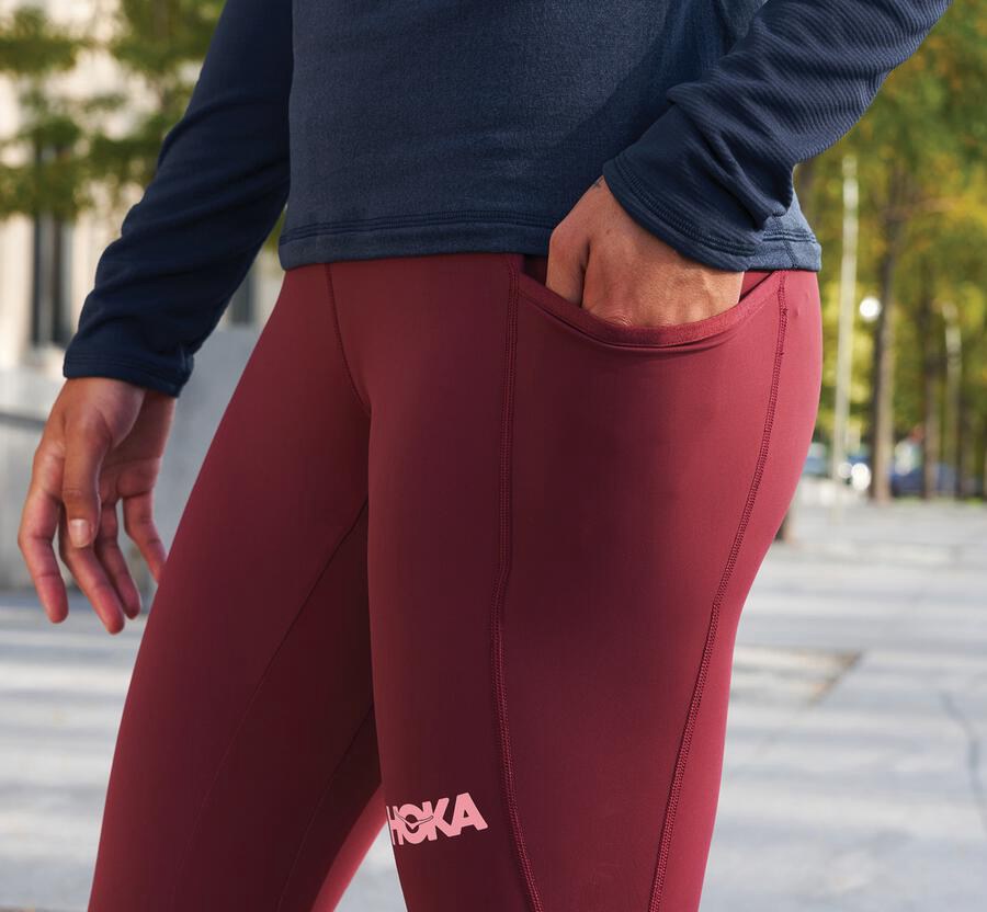 Hoka Australia One One Performance Crop Tight - Womens Pants Brown - SQOMN-8506